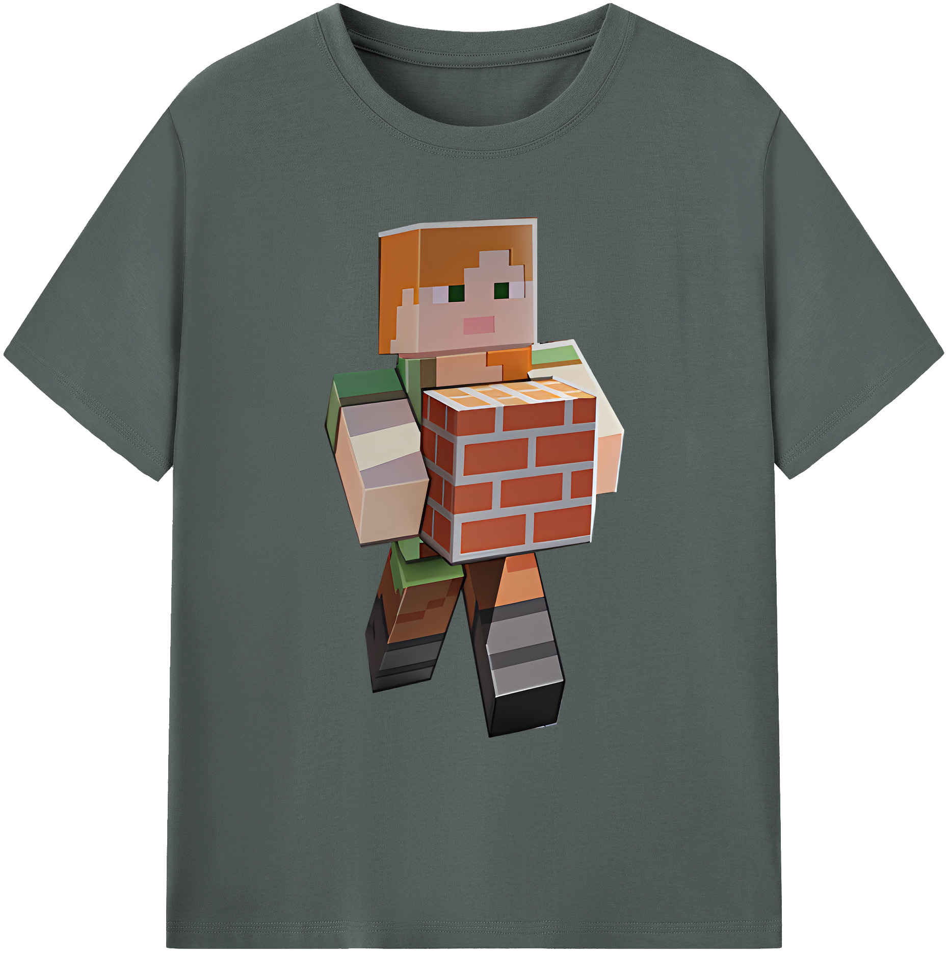 （画像用） マインクラフト ブロックの世界 Minecraft MC Block world 綿100％ メンズ半袖Tシャツ｜肌触りやわらか＆通気性